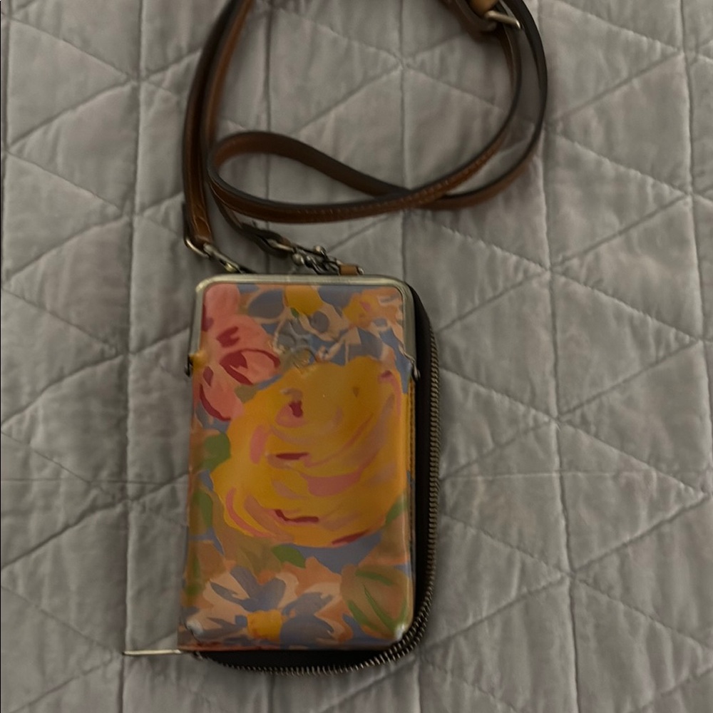 Patricia Nash Yellow and Pink Clutch with Artistic Design